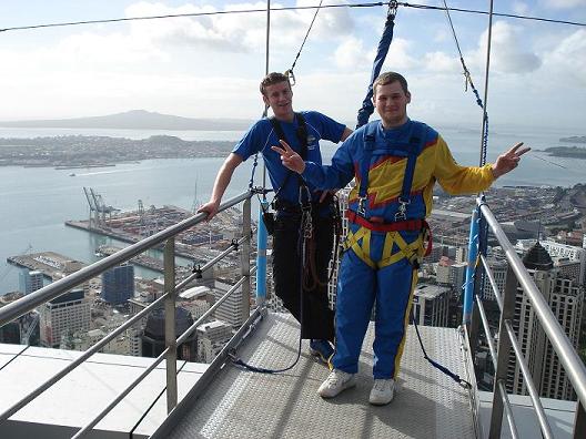 Bryan getting ready to jump off Sky Tower - tallest building in Southern hemisphere
